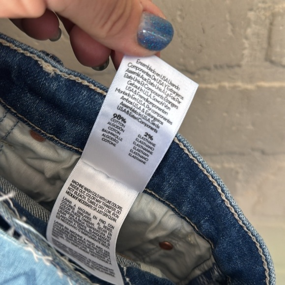 Mother full pipe flood jeans denim Blue it’s a small world NWT size 32 - Picture 10 of 12